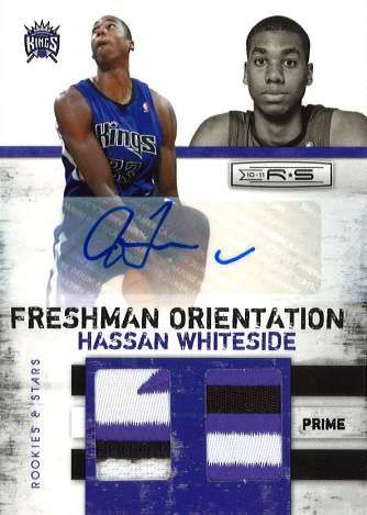 2010/11 Panini Rookies and Stars Freshman Orientation Hassan Whiteside Autograph Prime Material Card