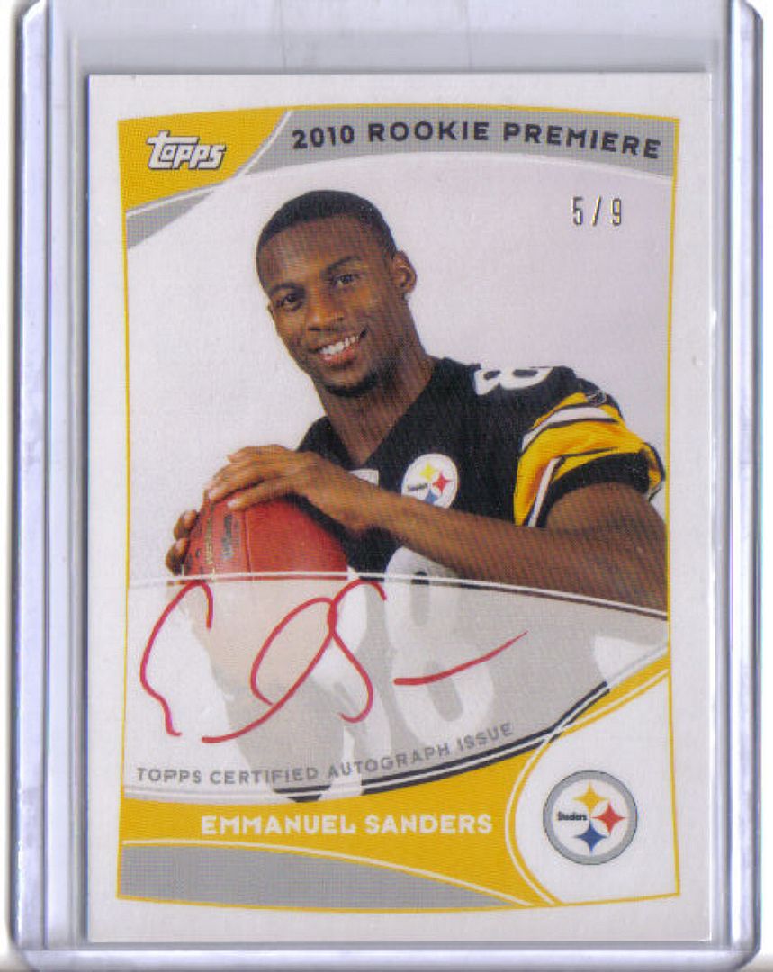 2010 Topps Emmanuel Sanders Red Ink Autograph RC