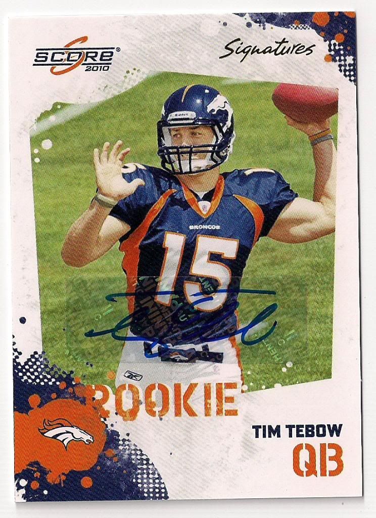 2010 Score Tim Tebow Autograph RC Card