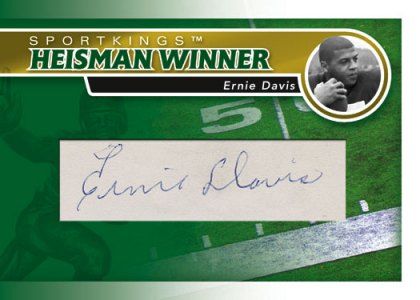 2010 Sporkings Gum Heiman Winner Cut Autograph Ernie Davis Card