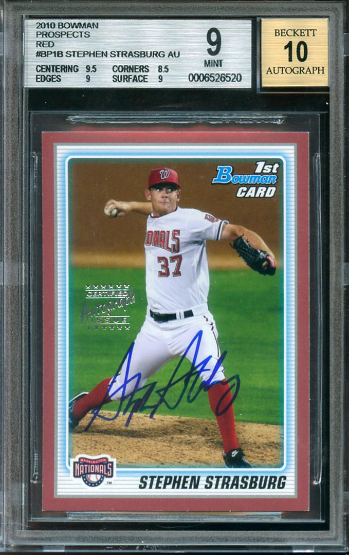 2010 Bowman Stephen Strasburg Red Auto /1 RC