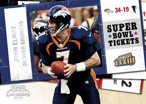 2010 Panini Contenders John Elway Super Bowl Ticket Insert Card
