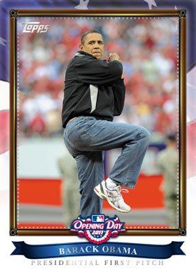 2011 Topps Opening Day Barack Obama 1st Pitch