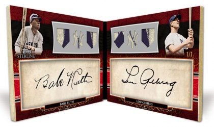 2010 Topps Sterling Pairs Babe Ruth Lou Gerhig Dual Cut Auto Triple Relic