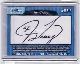 2011 Tri-City Sports Jim Tracy Manager Rivals Dual Cut Autograph