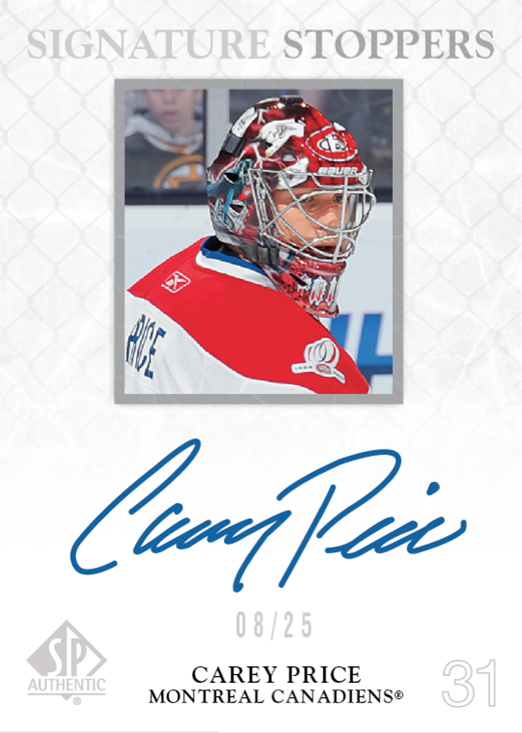2011-12 Upper Deck SP Authentic Hockey Signature Stoppers Carey Price Autograph