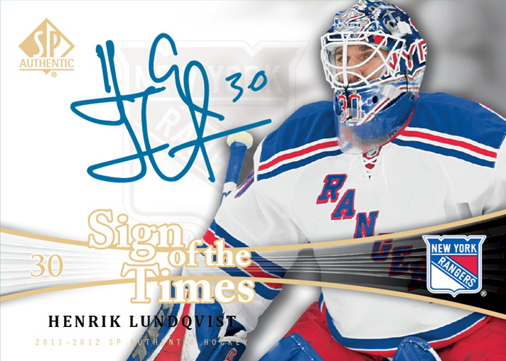 2011-12 Upper Deck SP Authentic Hockey Sign of the Times Henrick Lundqvist Autograph