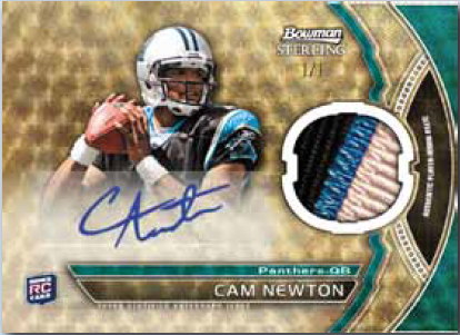 2011 Bowman Sterling Football Cam Newton Autograph Relic Superfractor Parallel