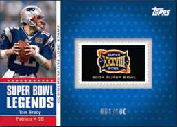 2011 Topps Tom Brady Super Bowl Logo Stamp Card