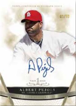 2011 Topps Top Tier Albert Pujols Autograph Gold Parallel Card