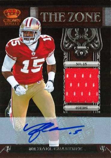 2011 Panini Crown Royale In The Zone Michael Crabtree Autograph Jersey Card