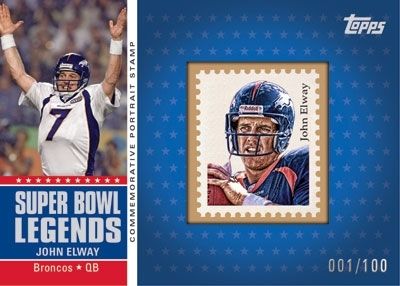 2011 Topps John Elway Super Bowl Legends Portrait Stamp Card