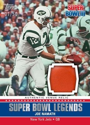 2011 Topps Super Bowl Legends Joe Namath Relic Card