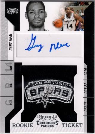 2010/11 Panini Contenders Patches Gary Neal Autograph RC Card