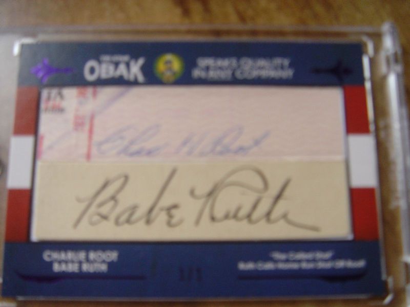 2011 TriStar Obak Dual Babe Ruth Charlie Root Autograph