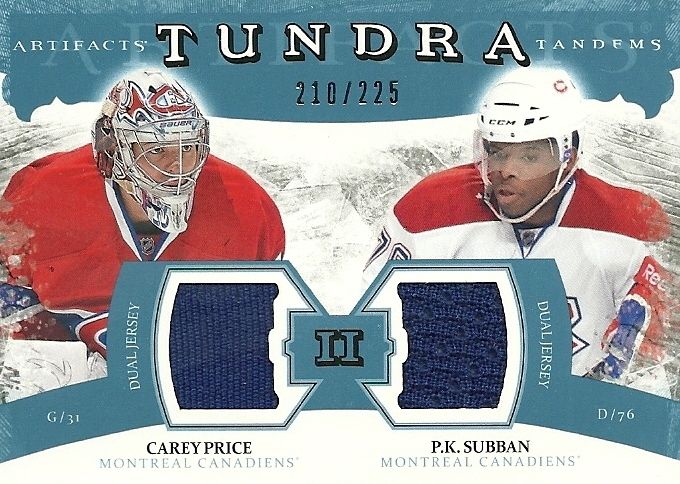 11-12 UD Artifacts Dual Tundra Jersey Casey Price Subban