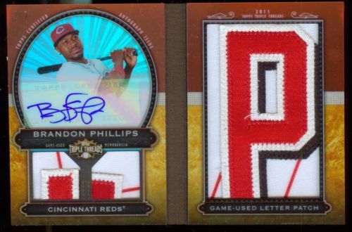 2011 Topps Triple Threads Brandon Phillips Number Patch Auto