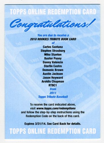 2011 Topps Tribute Rookies Book Card Redemption 
