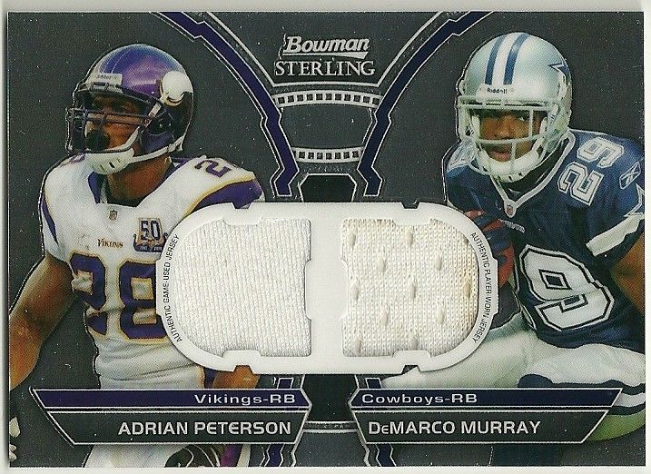 2011 Bowman Sterling DeMarco Murray & Adrian Peterson Dual Jersey Relic Card