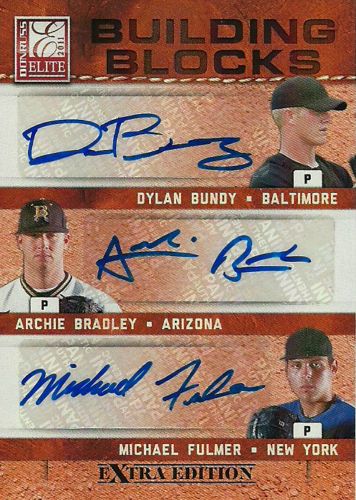 2011 Donruss Elite Triple Autograph Bundy/Bradley/Fulmer