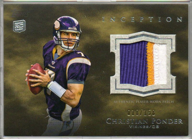 2011 Topps Inception Christian Ponder Patch Rookie