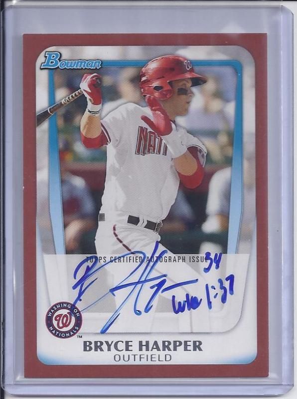 2011 Bowman Red Bryce Harper Autograph 3/5