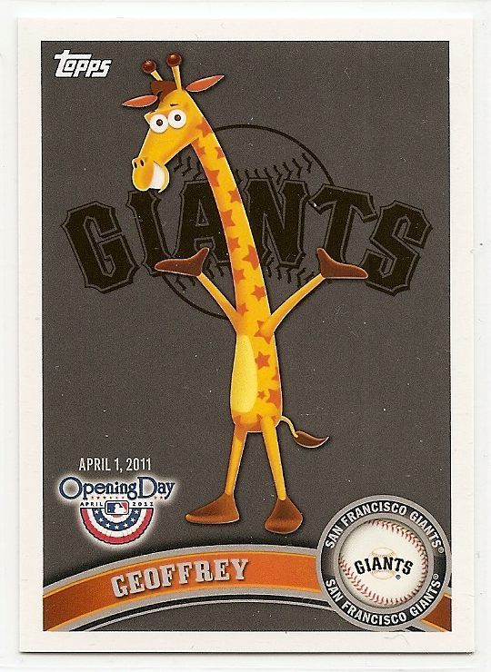 2011 Topps Opening Day Geoffrey Giraffe Giants Team Card