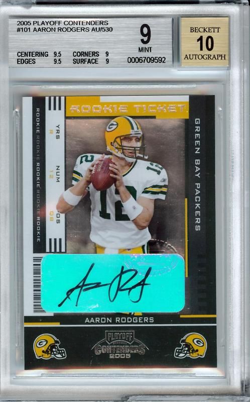 2005 Playoff Contenders Aaron Rodgers BGS 9 Auto RC