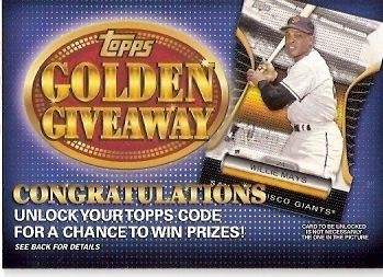 2012 Topps Golden Giveaway Code Cards