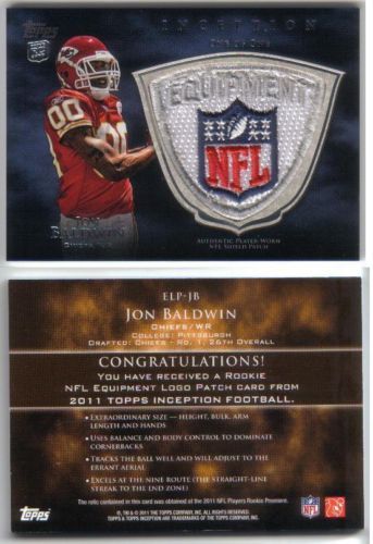 2011 Topps Inception Jon Baldwin NFL Logo Patch