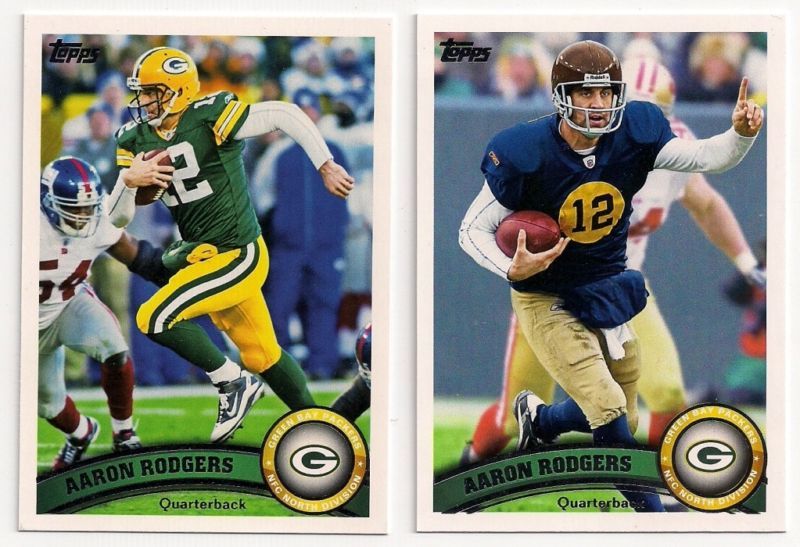 2011 Topps Football #1 Aaron Rodgers Photo Variation Throwback Jersey Card