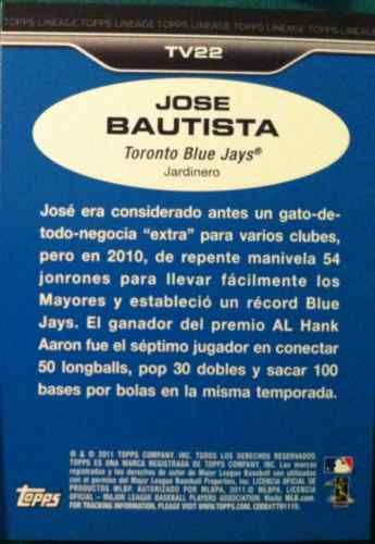 2011 Topps Lineage Jose Bautista Venezuelan 