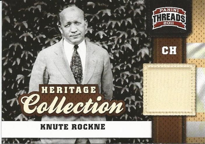 2011 Panini Threads Heritage Collection Knute Rockne Memorabilia