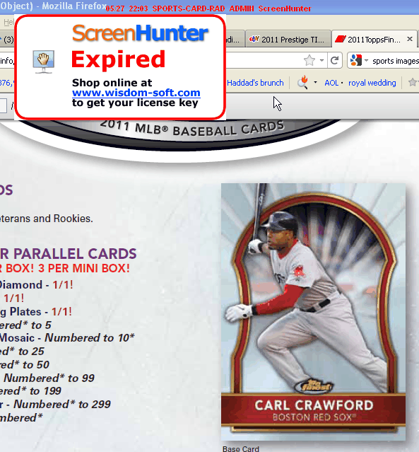 2011 Topps Finest Carl Crawford Base Card