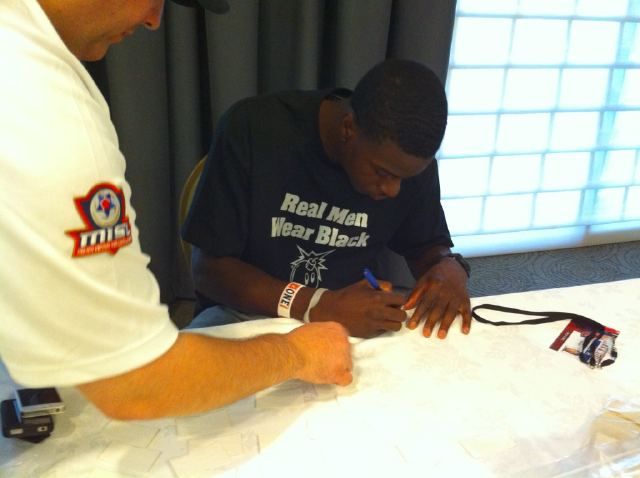 A.J. Green Signing Autographs Bengals Rookie Premiere Photo Shoot