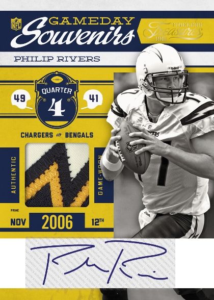 2011 Timeless Treasures Gameday Souvenirs Philip Rivers Prime Jersey Autograph Card