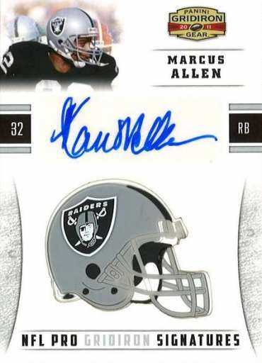 2011 Panini Gridiron Gear Marcus Allen NFL Pro Gridiron Signature Autograph Card