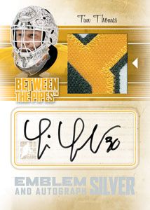 2010/11 ITG Between The Pipes Tim Thomas Jersey Emblem and Autograph Card