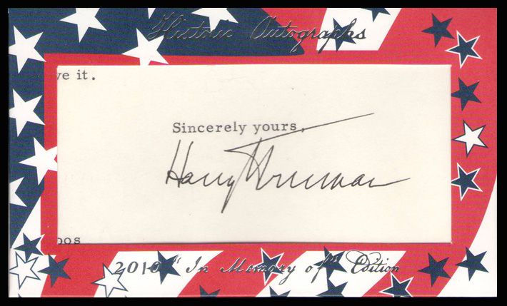 2011 Historic Autographs Harry Truman Cut Signature