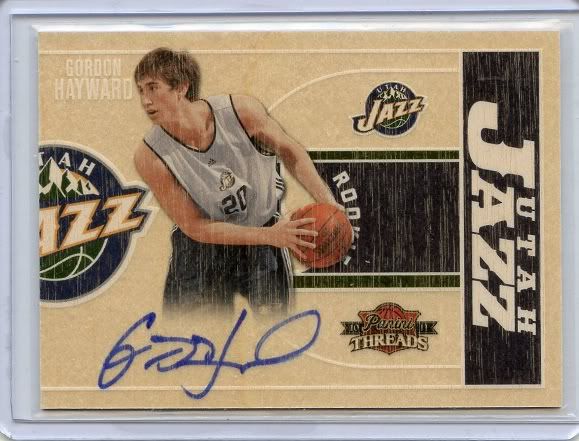 2010-11 Panini Threads Gordon Hayward Autograph RC Cards