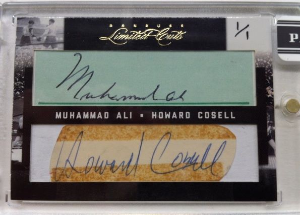 2011 Donruss Limited Cuts Howard Cosell Muhammad Ali Dual Cut Autograph Card