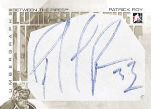 2010/11 ITG Between The Pipes Lumbergraphs Patrick Roy Autograph Card