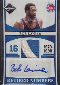 2011-12 Panini Limited Retired Numbers Bob Lanier Prime Jersey Patch Autograph