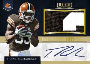 2012 Panini Prominence Trent Richardson Unlimited Potential Autograph Material Card