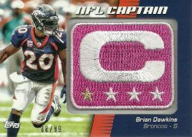 2012 Topps Brian Dawking Pink NFL Captain Patch Card