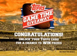 2012 Topps Football Game Time Giveaway Code Card