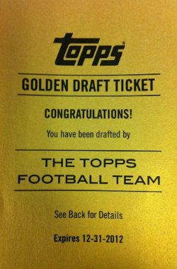 2012 Topps Golden Draft Ticket Redemption Card