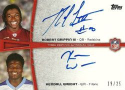 2012 Topps Robert Griffin III - Kendall Wright Dual Autograph Card
