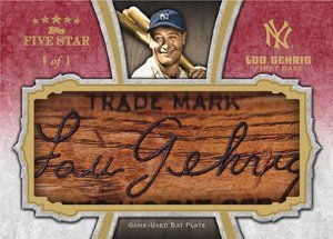 2012 Topps Five Star Lou Gehrig Bat Plate Card #1/1