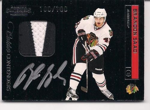 2011-12 Playoff Contenders Brandon Saad Autograph Patch RC Card #/100